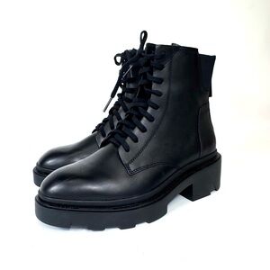Ash Black Combat Lace-Up Boots